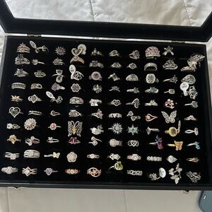 Elegant 925 Sterling Silver Women's rings includes 100 pieces includes box new